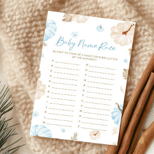 Blue Sweet Little Pumpkin Baby Name Race Game