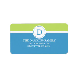 Blue Sweet Monogram Custom Monogrammed Family Label