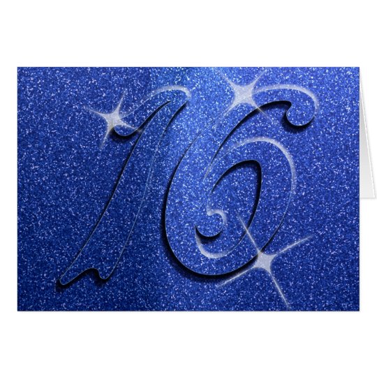 Blue Sweet Sixteen Birthday Party Card