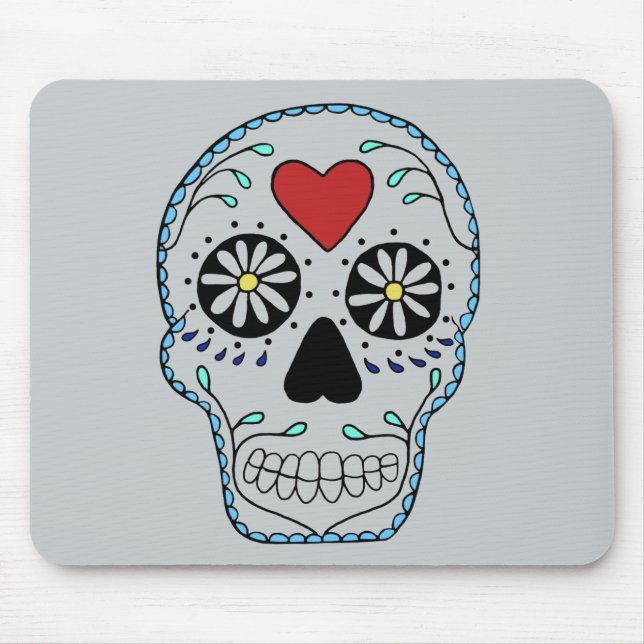 Blue Sweet Sugar Skull Mouse Pads (Front)