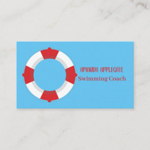 Blue Swimming Coach Instructor Business Card