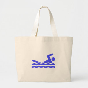 Blue Swimming Icon Large Tote Bag