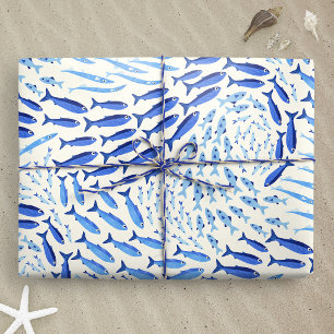 Blue Swimming Ocean Fish - Light Wrapping Paper