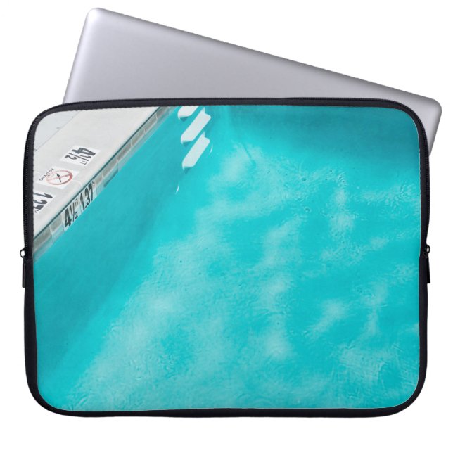 Blue swimming pool laptop sleeve (Front)