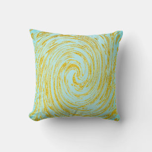 Blue Swirl Abstract Gold Golden Glitter Gift Cute Cushion