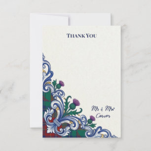 Blue Swirl Art Deco Wedding Thank You Card