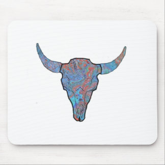 Blue Swirl Bison Skull Art Mouse Mat