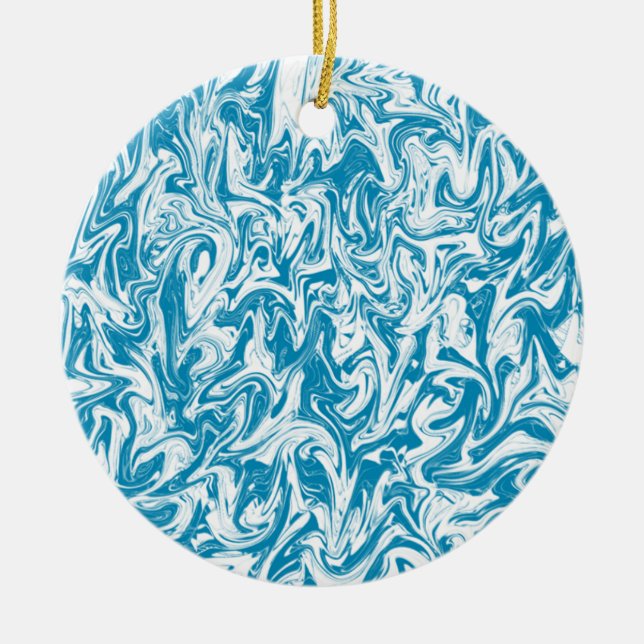 Blue Swirl Ceramic Tree Decoration (Front)