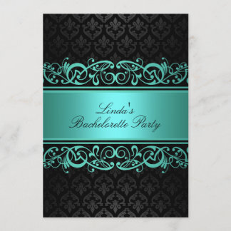 Blue Swirl Damask | Bachelorette Party Invitation