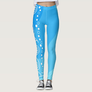 Blue Swirl Energy– Modern Abstract Fitness Style Leggings