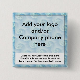 Blue Swirl Event Business Name Badges Tags Pins