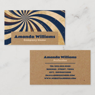 Blue Swirl & Kraft Effect, Retro Style Business Card