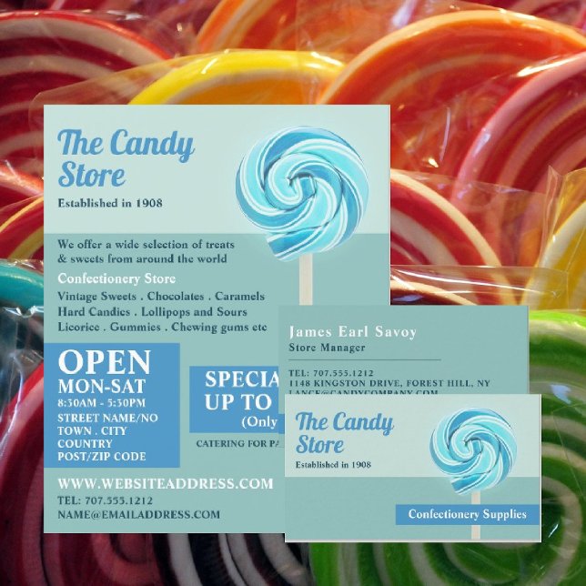 Blue Swirl Lollipop, Confectionery Supplies Advert Flyer (Creator Uploaded)