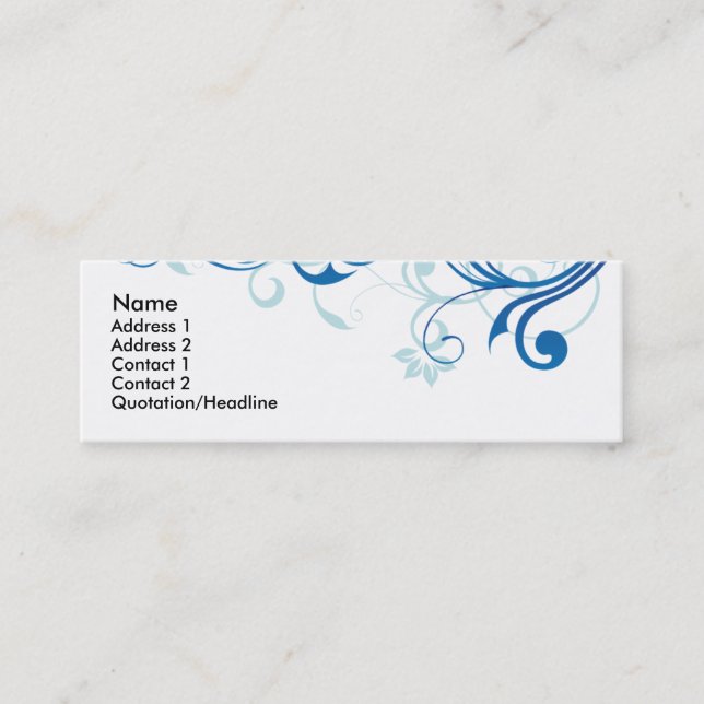 Blue Swirl Mini Business Card (Front)
