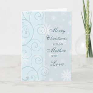 Blue Swirl Mother Merry Christmas Card