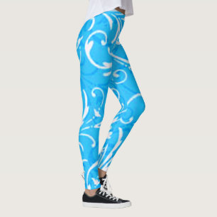Blue Swirl Pattern Leggings
