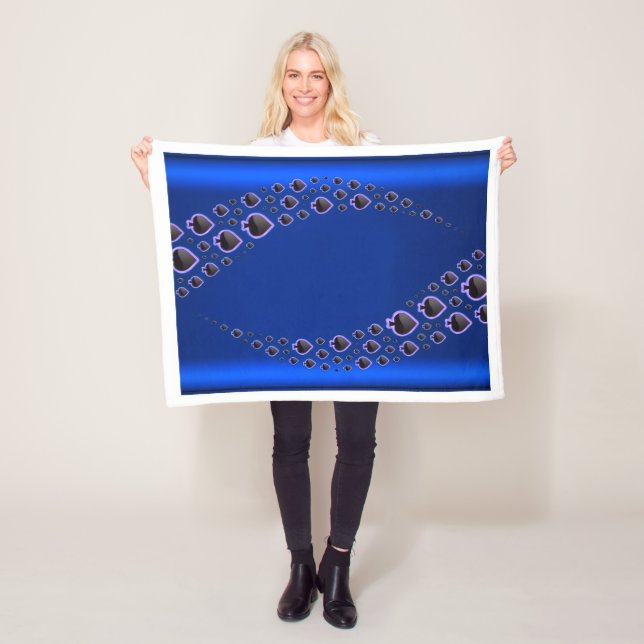 Blue Swirl Spade Pattern Fleece Blanket (In Situ)