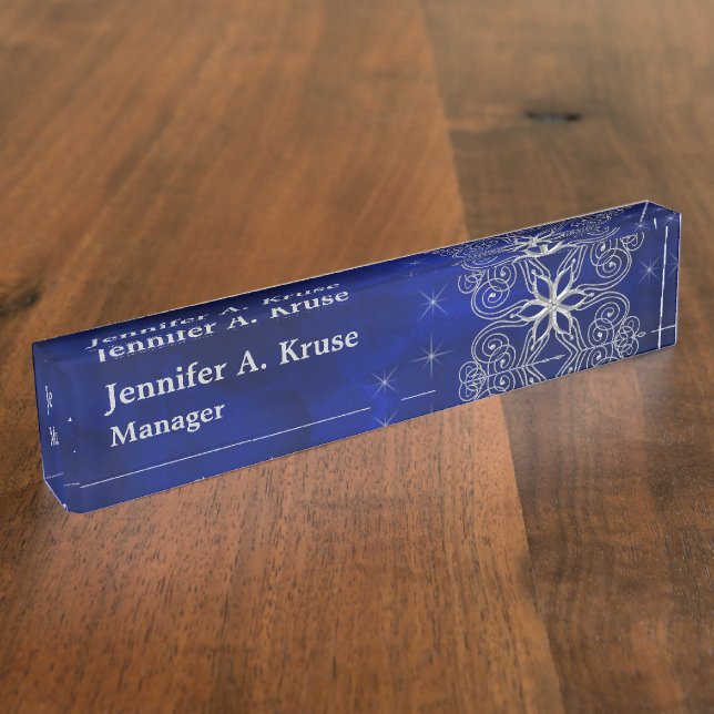 Blue Swirl Star Professional Nameplate (Side)