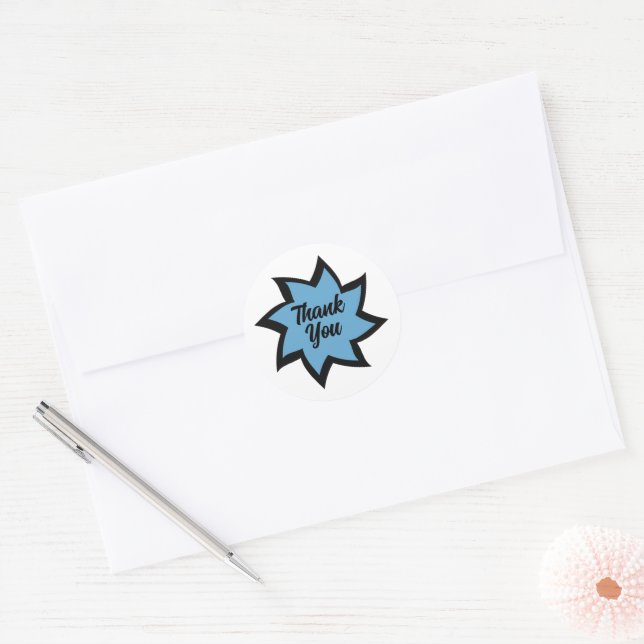 Blue Swirl Thank You Sticker (Envelope)