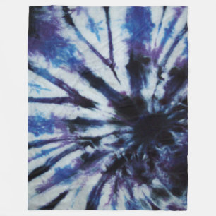 Blue swirl tie dye fleece blanket