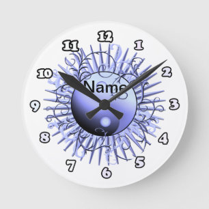 Blue Swirl Yin Yang  Round Clock
