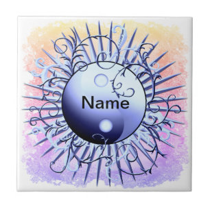 Blue Swirl Yin Yang Tile