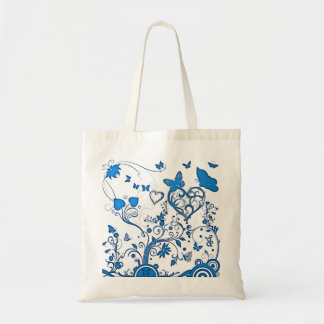 Blue swirls and Butterfly tote bag