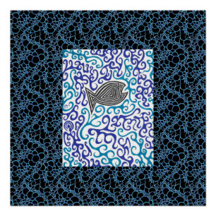 Blue Swirls Fish Poster