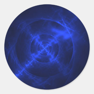 Blue Swirls fractal design Classic Round Sticker