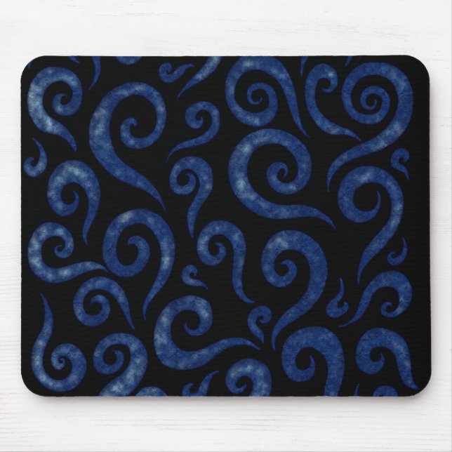 Blue Swirls Pattern Mouse Mat (Front)