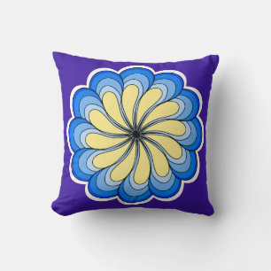 Blue Swirls Reversible Throw Pillow