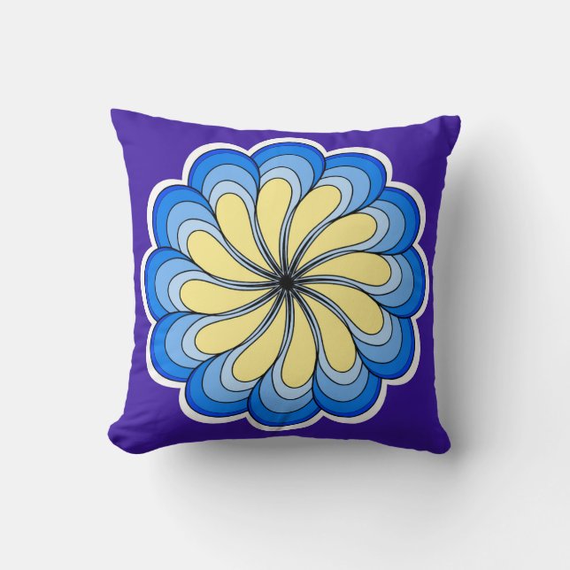 Blue Swirls Reversible Throw Pillow (Front)