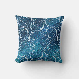 Blue Swirls Throw Pillow