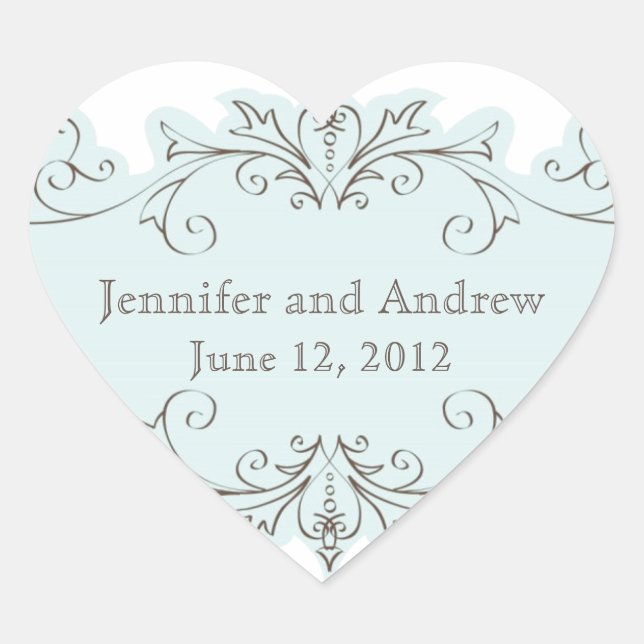 Blue Swirls Wedding Favour Stickers (Front)