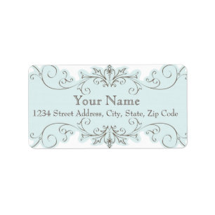 Blue Swirls Wedding RSVP Return Address Labels