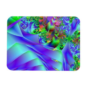 Blue Swirls With Colourful Floral Abstract Magnet