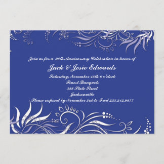 Blue Swirly Anniversary Invitation