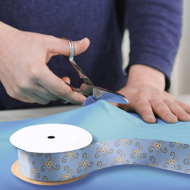 Blue Swirly Liberty Flowers Pattern Elegant Floral Satin Ribbon (Creator Uploaded)