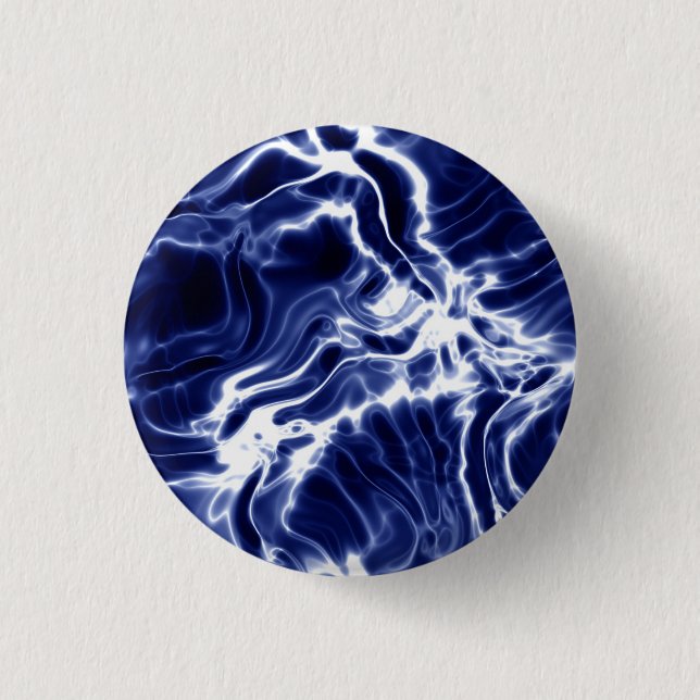 Blue swirly pattern  3 cm round badge (Front)