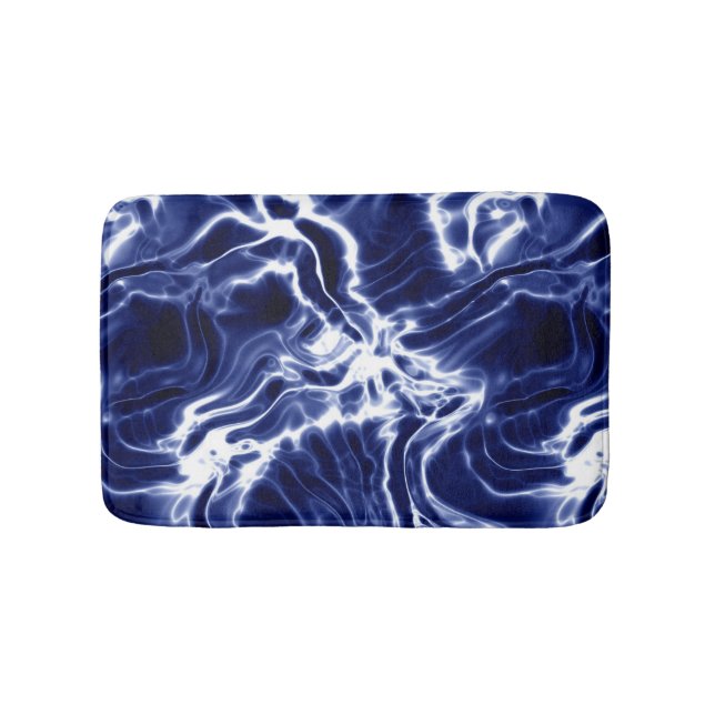 Blue swirly pattern  bath mat (Front)