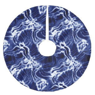 Blue swirly pattern  brushed polyester tree skirt