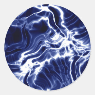 Blue swirly pattern classic round sticker