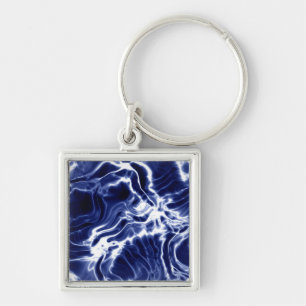 Blue swirly pattern key ring