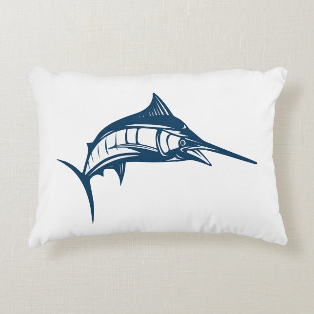 Blue Swordfish Art  Decorative Cushion (Front)