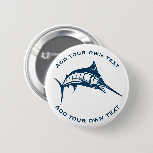 Blue Swordfish Custom Text 6 Cm Round Badge