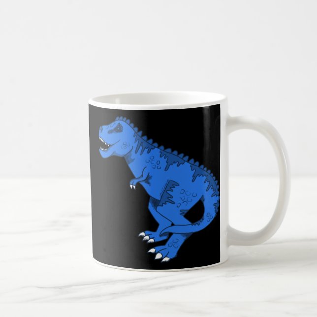 Blue T-rex On Grey Sticker  Coffee Mug (Right)