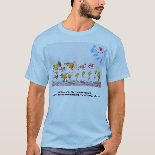 BLUE T-SHIRT "Chickens" (PICTURE IN FRONT)