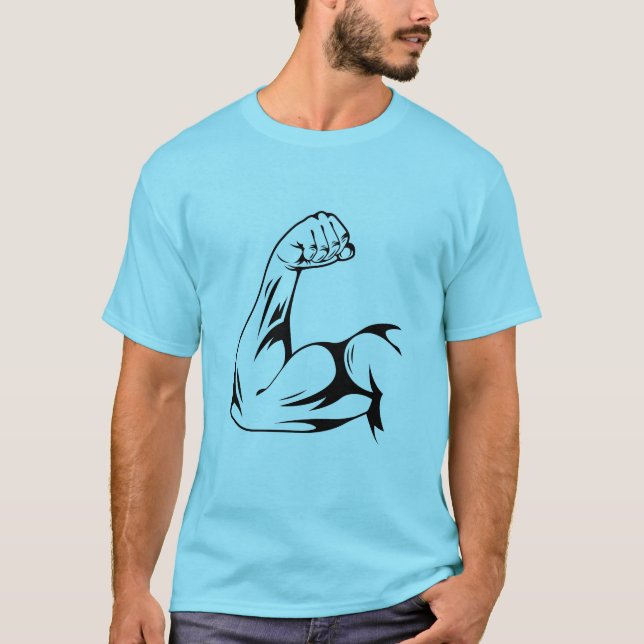 Blue T-Shirt men gym logo (Front)