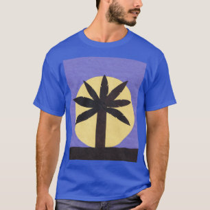 Blue T-shirt with Palm Tree and Full Moon