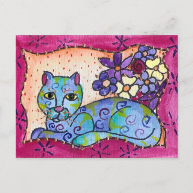 Blue Tabby Cat Postcard (Front)